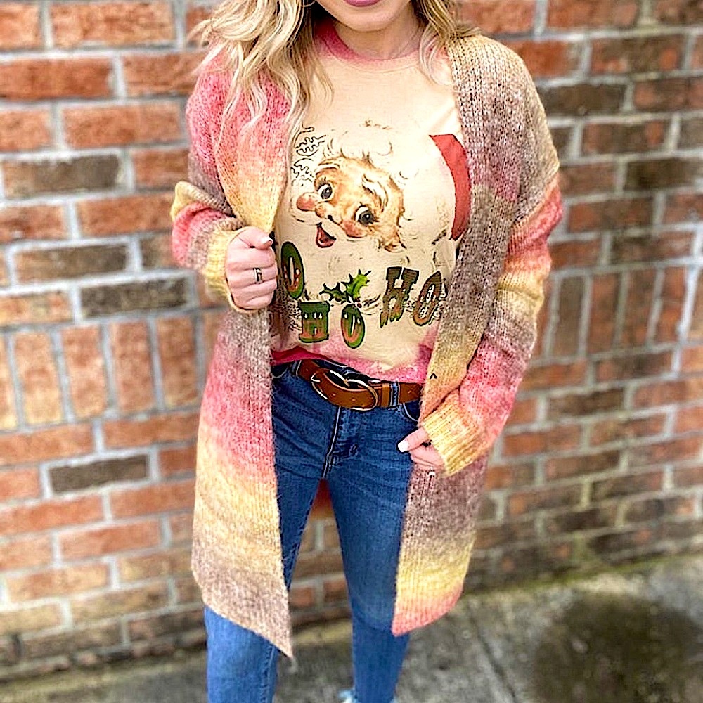 🆕❤️MACARON: RED/BROWN/YELLOW Fuzzy Soft Long Cardigan SMALL